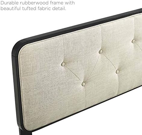 Modway MOD-6233-BLK-BEI Collins Tufted Full Fabric and Wood Headboard, Black Beige