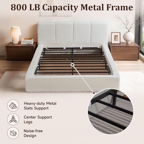 DNYN Queen Cloud Bed Frame with Cushion Headboard and 360° Foam Surround