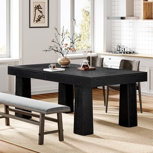 Tribesigns 63 Inch Dining Table for 4-6 People,Wooden Kitchen Table (Black)