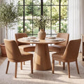 Brown Faux Leather Dining Chairs Set of 4, Upholstered Dining Room Chairs