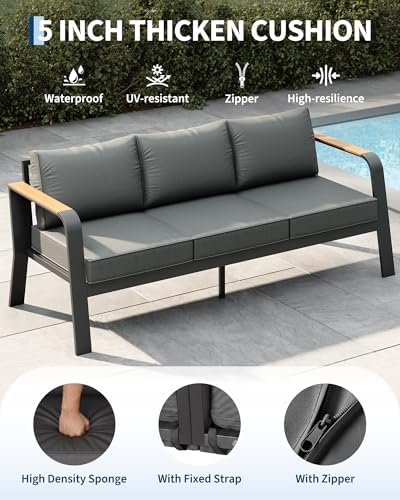 Garvee Aluminum Outdoor Patio Furniture Set with Coffee Table 4 Seats