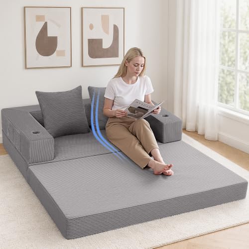 COMAX Boneless Futon Sofa Bed, 59" Small Low-Profile Floor Couch