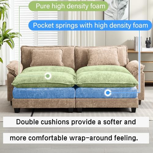 Oprisen 86" Modular Sectional Sofa, Comfy Deep Cloud Couch with Ottoman