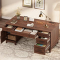 IDEALHOUSE 60" Farmhouse Wooden Home Office Executive Desk with Drawers