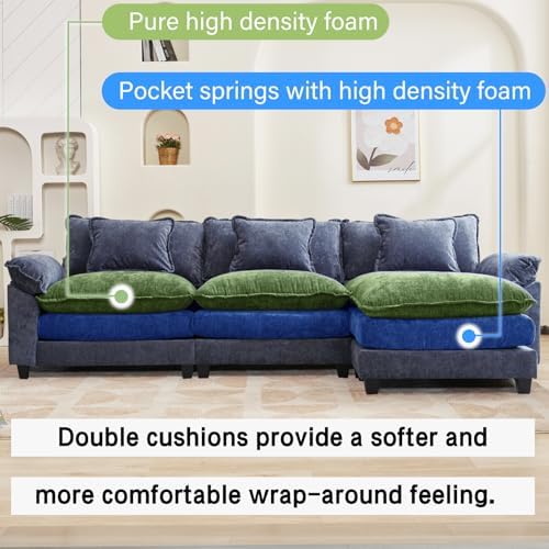 Oprisen 120" Modular Sectional Sofa, Comfy Deep Cloud Couch with Ottoman