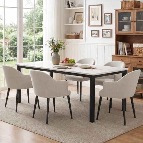 GarveeHome 78in Industrial Dining Table for 6-8 People, Long Kitchen Table