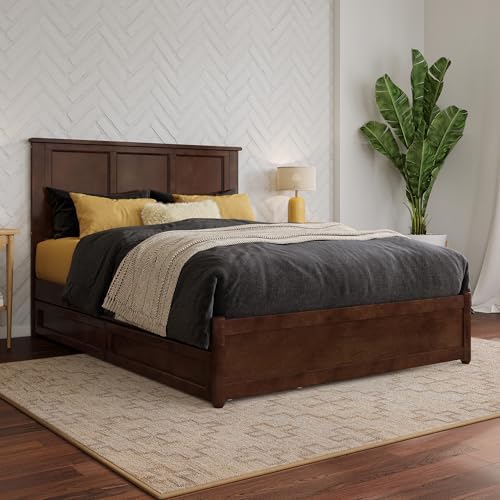 AFI, Felicity Full Platform Bed with Panel Footboard & Storage Drawers, Walnut