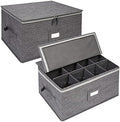 Stemware Storage Containers 2 pack, Wine Glass Storage Box with Dividers