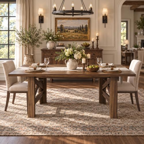IDEALHOUSE 71" Farmhouse Dining Table for 6-8, Rectangular Kitchen Table