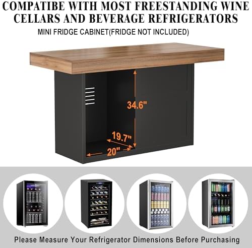 GDLF Bar Height Table with Fridge Space, Home Pub Table with Storage