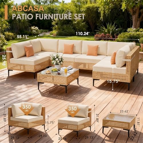 ABCASA 7-Pieces Patio Furniture Set with Non-Slip Cushions & Coffee Table