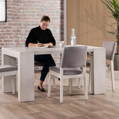 Transformer Table Solid Wood Extendable Dining Table, White