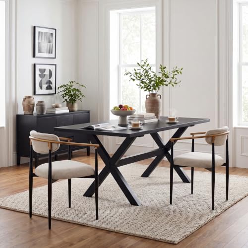 COLAMY Mid Century Modern Dining Chairs Set of 6, Upholstered Kitchen Room Chairs with 3" High-Resilience Cushion, Sturdy Metal Legs and Ergonomic Curved Backrest for Home Office, Camel