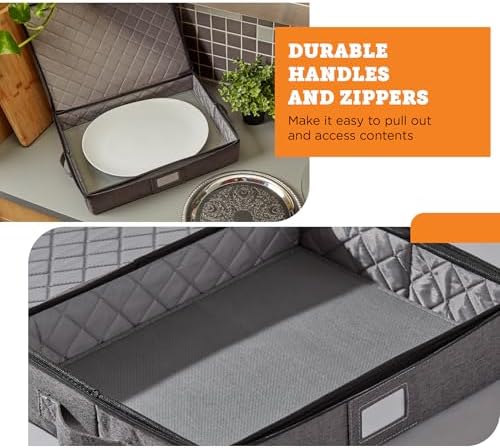 storageLAB Hard Shell Platter Storage Container | Felt Dividers | Gray