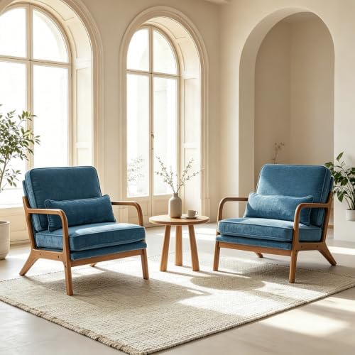 Karl home Mid-Century Modern Accent Reading Chair, Blue