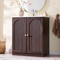 IFBUY 30 Inch Arched Bathroom Vanity with Sink, Fluted Design, Dark Walnut | Modern Bathroom Vanity Cabinet w/Adjustable Storage Shelf, Freestanding Single Bathroom Vanity w/Ceramic Basin, Space-Saving