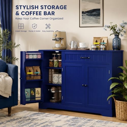 Gizoon Kitchen Sideboard Buffet Cabinet with Storage, Navy Blue