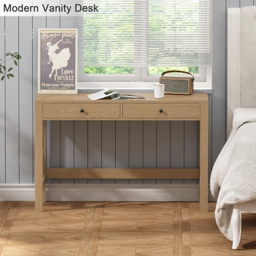 ChooChoo 39.4 Inches Farmhouse Computer Desk with 2 Drawers