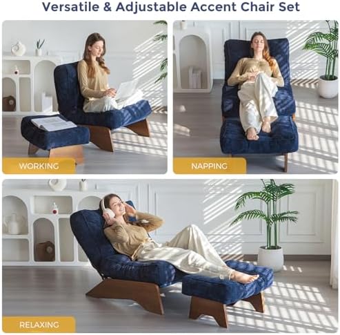 MAXYOYO Accent Chair with Ottoman, Lounge Chair with Adjustable Backrest