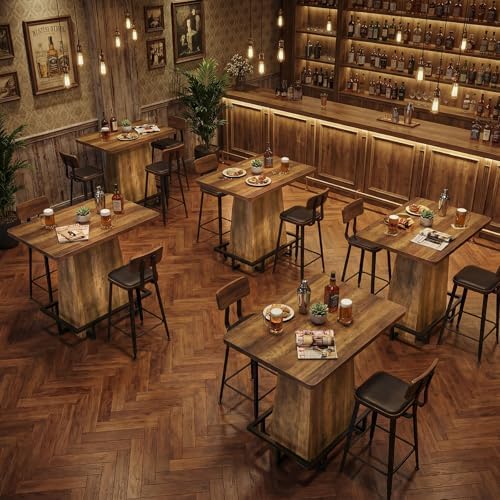 Tribesigns 47" Rustic Industrial Bar Table, Set of 4
