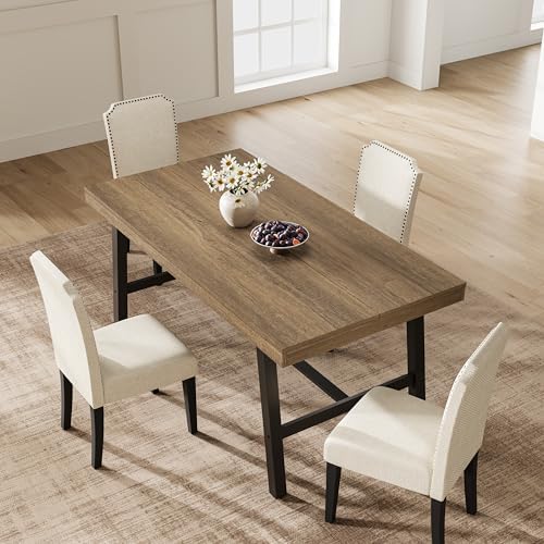 Garvee 55" Industrial Dining Table, Compact Kitchen Table, Rustic Pear