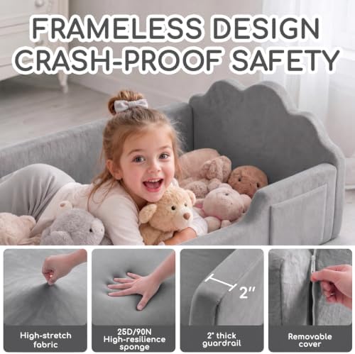 oaskys Toddler Floor Bed, No Assembly Needed Toddler Bed for Ages 3-8, Super Soft Frameless Foam Design with Removable Machine Washable Cover, Low to Ground Camas para Niños Bed