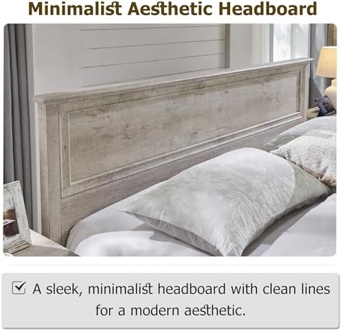 T4TREAM Farmhouse Queen Bed with Headboard and Storage Bench