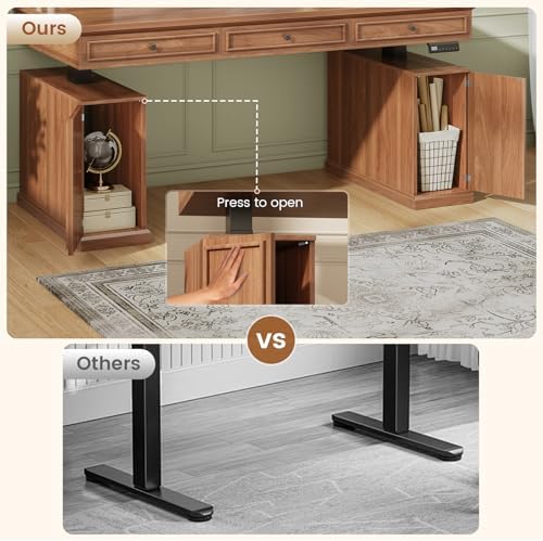 SEDETA 55.1" Farmhouse Executive Electric Standing Desk with 3 Drawers