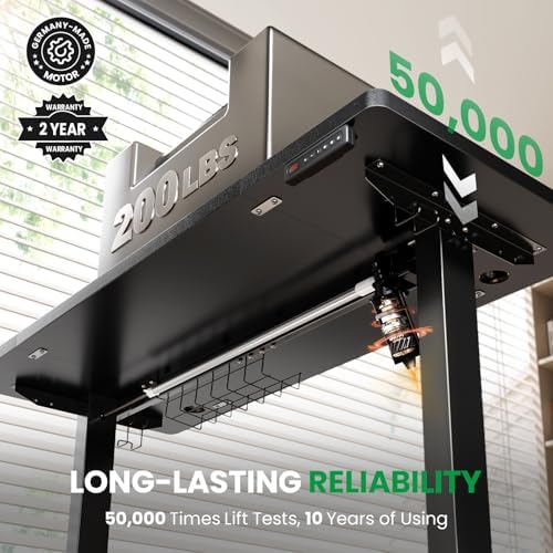 Black 47x24 in Electric Standing Desk, 0.8 Inch Thick Tabletop