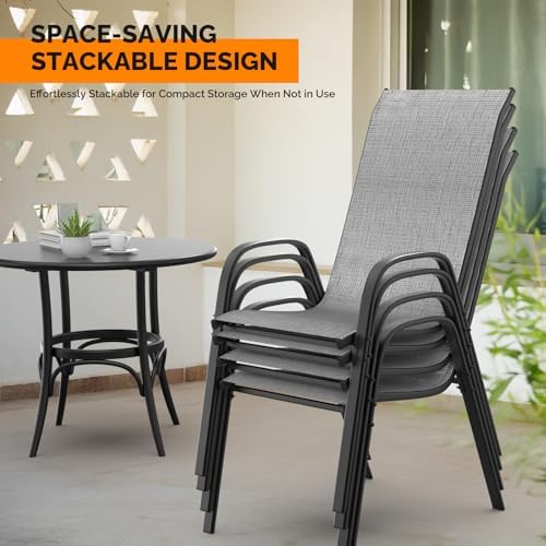 VINGLI Patio Chairs Set of 4, Silver Gray