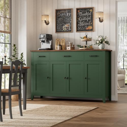 HORSTORS 55" W Buffet Cabinet with Storage, Kitchen Storage Cabinet, Green