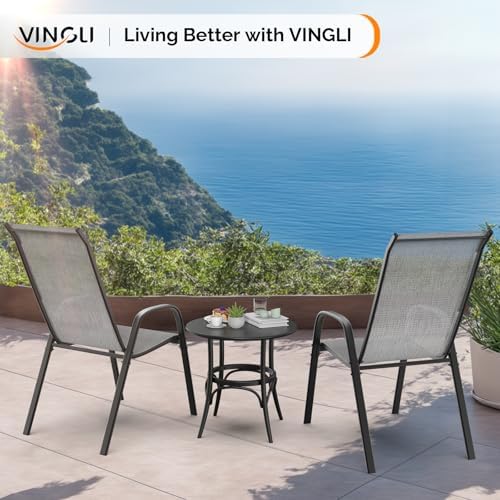 VINGLI Patio Chairs Set of 4, Silver Gray