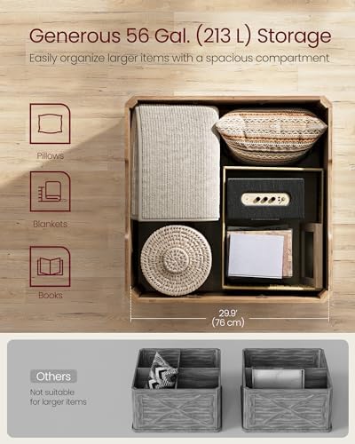 VASAGLE Farmhouse Coffee Table with Storage, Flip-Top Lids