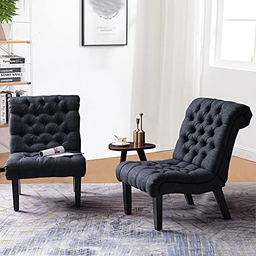 Armless Modern Accent Chairs for Living Room, Gray Fabric