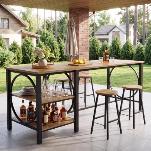 Tribesigns 79-Inch Bar Table, Counter Height Dining Table with Storage