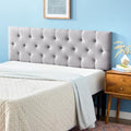 Lucid Mid-Rise Upholstered Headboard - Diamond Tufted - Padded Polyester - Adjustable Height from 34” to 46” - Easy Assembly - Bed Frame or Wall Mount - Sturdy - Stone - Queen Size