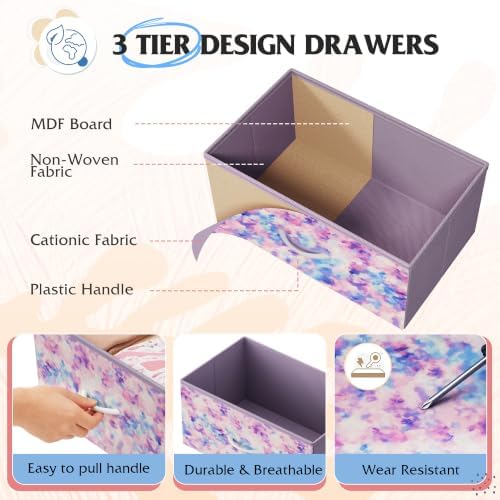 WLIVE Tall Dresser for Bedroom, 9 Drawer Chest of Drawers, Tie-Dye