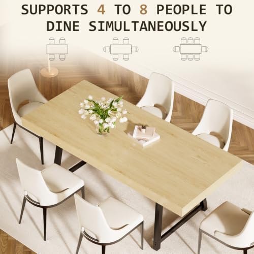 70.9" Kitchen Dining Table for 6-8,Farmhouse Table,Metal Legs