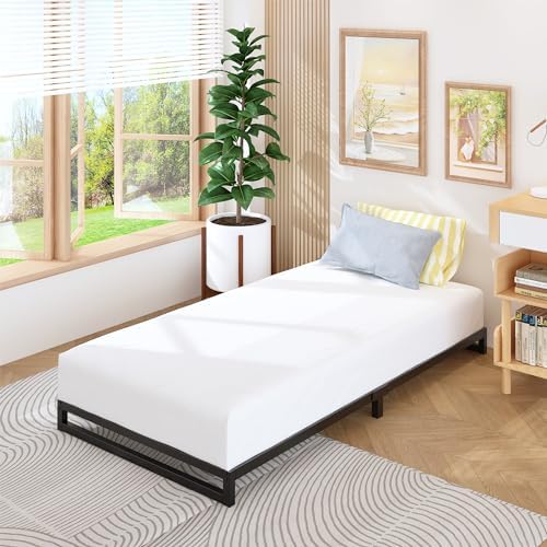 Lutown-Teen 4 Inch Twin XL Bed Frames Heavy Duty Sturdy Metal Platform Bed Frame No Box Spring Needed, Noise Free, Easy Assembly, Black
