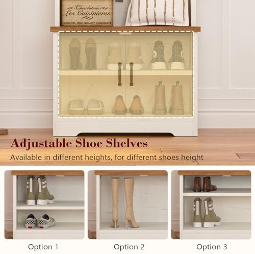 Small Hall Tree with Bench and Shoe Storage, Coat Rack with Shoe Bench