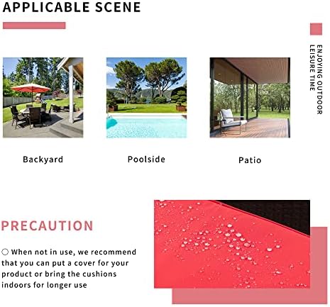 Shintenchi 5 Pieces Patio Furniture Sets Outdoor All-Weather Sectional Patio Sofa Set PE Rattan Manual Weaving Wicker Patio Conversation Set with Glass Table&Ottoman Cushion and Red Pillows, Red