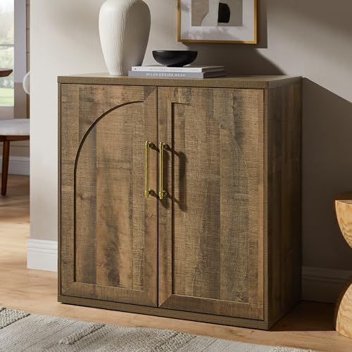 ACCOHOHO Arched Door Sideboard Buffet Cabinet, Rustic Oak