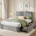 Welzona Queen Upholstered Bed Frame with Headboard & 4 Storage Drawer, Grey
