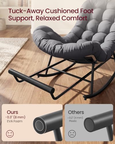 VASAGLE Outdoor Rocking Chair with Extendable Footrest, Removable Cushion