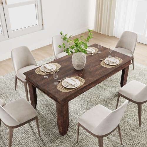 GarveeHome Farmhouse Dining Table for 4-6 People, 63" Long Kitchen Tables