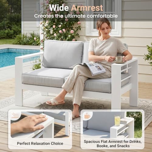 Solaste Outdoor Loveseat, Aluminum Patio Furniture Sofa for All-Weather