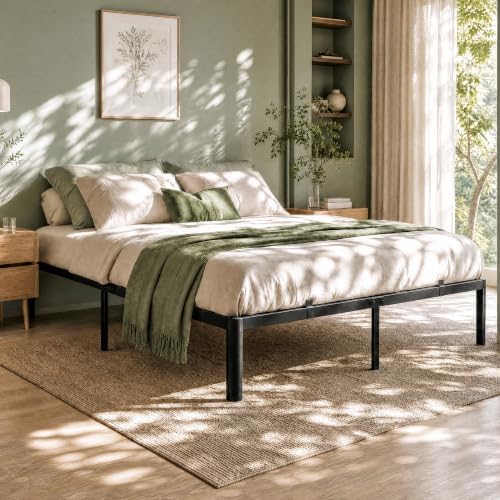 Queen Bed Frame, 18 Inch Heavy Duty Steel Platform, Noise-Free