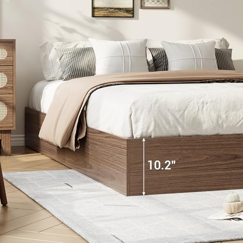 GarveeHome Wood Platform Bed Frame, Full Bed Frame with 2 Drawers