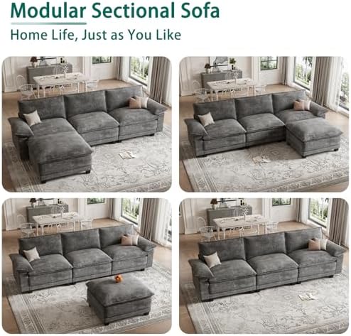 108" Modular Sectional Couch, L Shaped Cloud Sofa for Living Room