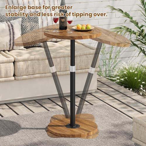 Asgolion Round Small Side Table, Adjustable-Height Drink Table